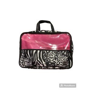Caboodles Black White Jungle Print Cosmetic Makeup Bag SEE READ